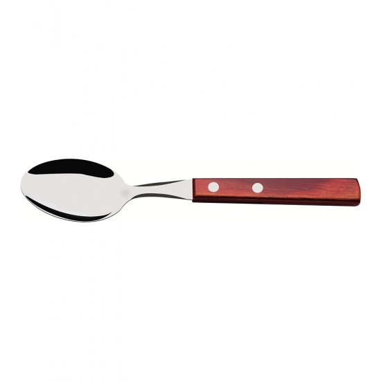 Jogo 6 Colheres Para Sobremesa Polywood Aço Inox Tramontina Com  Cabo De Madeira Vermelho